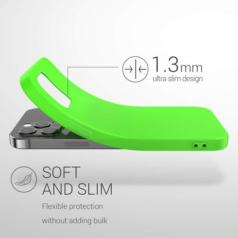 kwmobile Case Compatible with Apple iPhone 12 Pro Max Case - Soft Slim Protective TPU Silicone Cover - Neon Green...