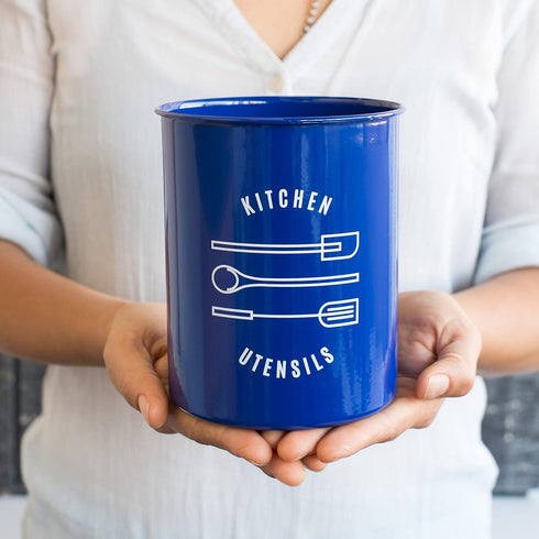 Now Designs Powder-Coated Steell Utensil Crock, Navy Blue, 5x6 inches...