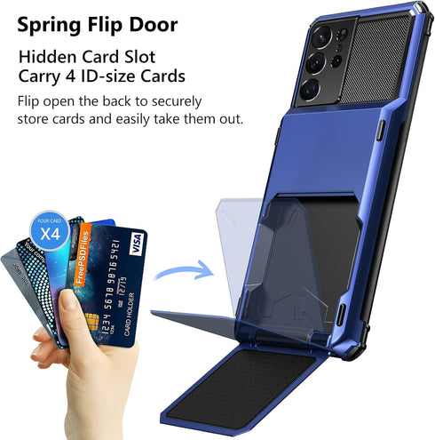 Vofolen for Galaxy S21 Ultra Wallet Case Credit Card Holder 4-Card Flip Men Women Cover Slot Back Pocket Dual Layer Hybrid Hard Shell Bumper Armor...