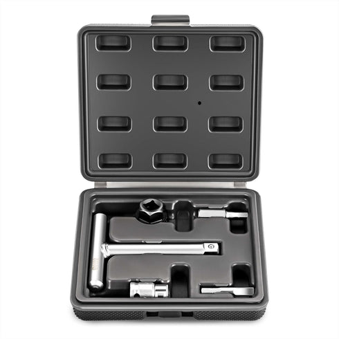 DNA MOTORING TOOLS-00141 5-Pcs Automotive Engine Oil Pan Drain Plug Disassembly Set - 1/4" & 3/8" Oil Service kit for Plastic Oil Drain Screws, Cr...