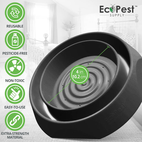 Bed Bug Interceptors – 4 Pack | Bed Bug Blocker (Pro) Interceptor Traps | Insect Trap, Monitor, and Detector for Bed Legs (Black)...