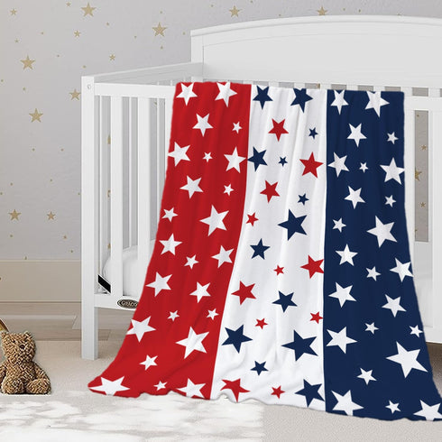 YeeJu Patriotic Throw Blanket for Baby Small 4th of July Memorial Day Fourth of July Blanket for Toddler Swaddle Soft Fleece Blanket Red White Blu...