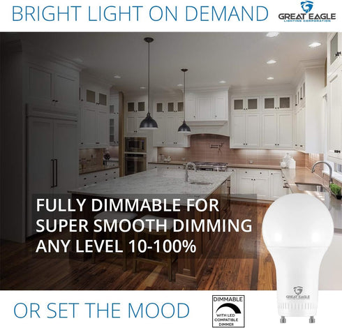 Great Eagle Lighting Corporation 15W (100W Equivalent) GU24 LED Light Bulb Dimmable 5000K Daylight, UL, replace CFL Twist-in 2 Prong (4-Pack)...