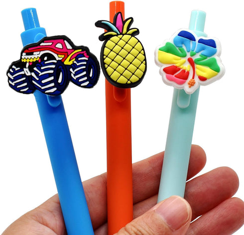YEALQU 100PCS Random Different Pencil Topper Decoations Cute PVC Pencil Toppes Lovely Black Clip Pencil Decoration Accessories for Pupil/Junior St...