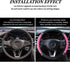 Diamond Leather Steering Wheel Cover for Women Girls, with Bling Bling Crystal Rhinestones, Universal Fit 15 Inch Car Steering Wheel Protector (Pi...