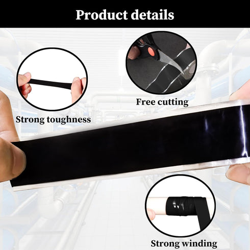 Waterproof Duct Tape 2.5cm x 3m, Silicone Repair Tape Plumbers Tape, Self Fusing Rubber Tape Waterproof Tape for Leaks, Rubber Seal Tape for Pipes...