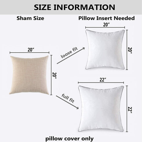 Kevin Textile Decoration Supersoft Linen Cushion Covers Square Throw Pillows Cover for Couch, 50x50 cm, Set of 2, Light Beige...