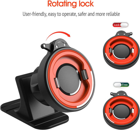 Car Phone Mount Without Magnetic, Stick On Dashboard 360° Rotatable Universal Cell Phone Holder with Ultra-Lock Quick Mount Strongest VHB Adhesive...
