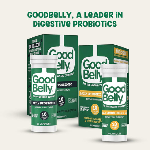 GoodBelly Probiotic Capsules for Digestive Health | Vegan Probiotic Supplement with 10 Billion Live Cultures | Probiotics for Women & Men | 30 Cap...