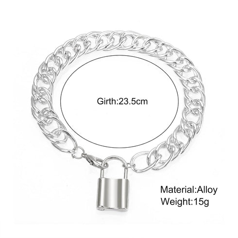 Hip Hop Lock Anklet Bracelet Silver Lock Pendant Ankle Chain Punk Thick Chain Lock Foot Chain Beach Anklet Foot Jewelry Gift for Women Girls...