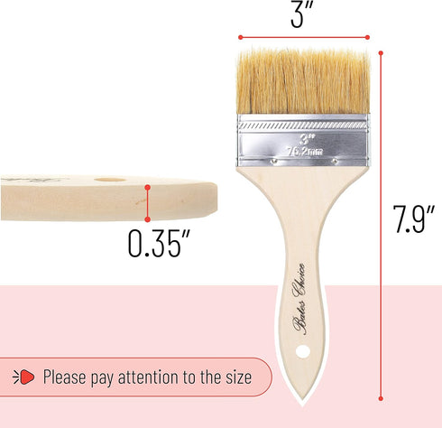 Bates- Chip Paint Brushes, 3 Inch, 6 Pack, Chip Brush, Brushes for Painting, Paint Brushes, Stain Brushes for Wood, Natural Bristle Paint Brush, 3...