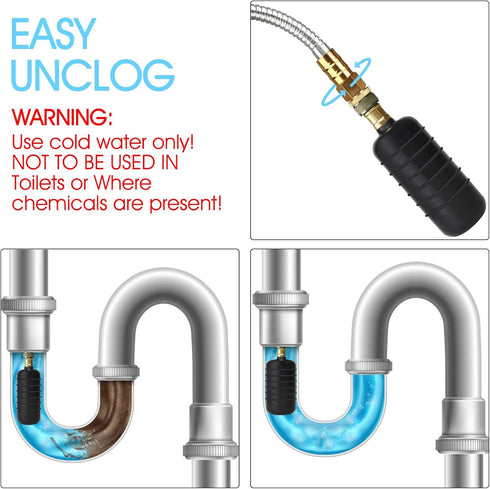 Drain Cleaning Bladder Unclogs Main Drain&Sewer Line,Water-Powered Drain Clog Cleaner Fits 4 to 6 Inch Drain Pipes includes Bathroom,Swimming Pool...