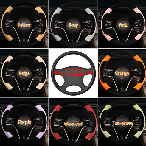 Steering Wheel Cover Deluxe Steering Wheel Protector for Cars MPV SUV Van Pickup Truck 14.5-15 inch (Yellow)...