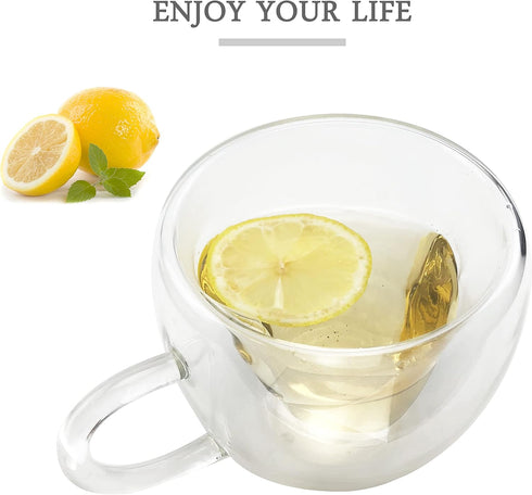 Asng Heat Resistant Double Layer Heart-Shaped Glass Coffee Cup (240ML/8oz)...