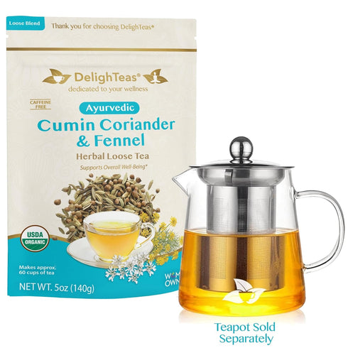 DelighTeas Organic Digest & Detox CCF Tea | Ayurvedic Cumin, Coriander, Fennel Loose Leaf Tea for Digestion, Detox Cleanse | USDA Organic, Non-GMO...