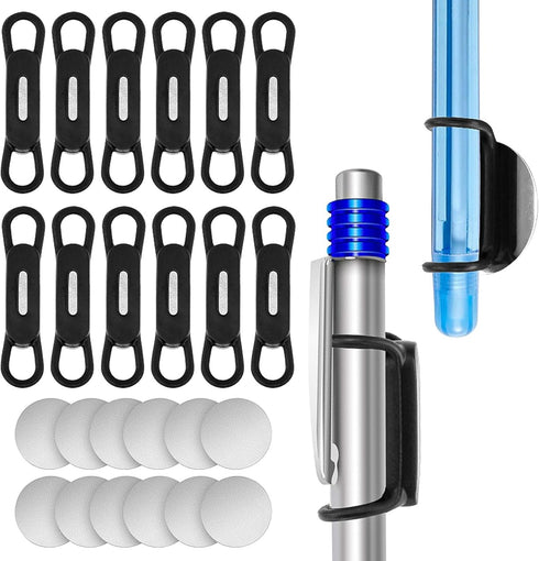 12 Pack Magnetic Pen Pencil Holder with Magnet Sheet,Silicone Magnetic Pen Holder,Flexible Pencil Holder for Refrigerator, Whiteboards,Desk Access...