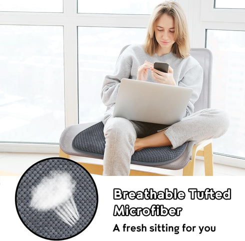 Grey Kitchen Chairs Cushions Non Slip Foam Office Seat Cushions Washable Soft Thick Pads Large Wooden Metal Tapered Dining Chair Cushions,17" x 16...