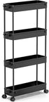 SPACEKEEPER Slim Rolling Storage Cart 4 Tier Bathroom Organizer Cart Mobile Shelving Unit Slide Out Utility Cart for Kitchen, Bthroom, Makeup, Cra...