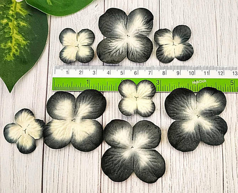 Handmade Hydrangeas Petals Flowers Mulberry Paper Flower Patch Scrapbooking Wedding DIY Craft Supplies Card Mini Artificial Paper Flowers (Black &...
