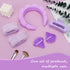 YISSION Purple Spa Headband & Wristband Set Puffy Skincare Headband & Wrist Bands for Washing Face Makeup Powder Puff Large Hair Claw Clips Sponge...