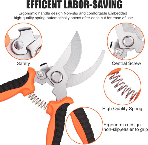 4Pieces Gardening Tools, Gardening Scissors,Garden Scissors, Scissors Set with Sharpening Stone, Gardening Stainless Steel Pruning Shears with Sha...