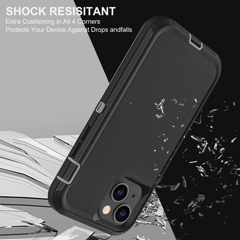for iphone 13 Mini Case, Military Grade 3 in 1 Heavy Duty Shockproof/Drop Proof/Dust Proof Case with 2Pcs Tempered Glass Screen Protector (Black/G...