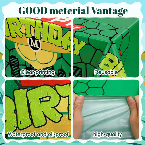 Turtle Party Tablecloth, 54x108in Cartoon Turtle Theme Table Cover Disposable Waterproof Dessert Table Cover Video Game Cartoon Turtle Theme Party...