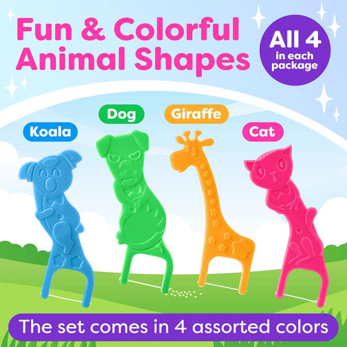 Kids Flossers 2 Pack (100 Total), Kids Floss Picks, Flossers Kids, Floss for Kids, Cute Animal Shapes, Glides Easy Between Teeth, Flosser Helps Pr...