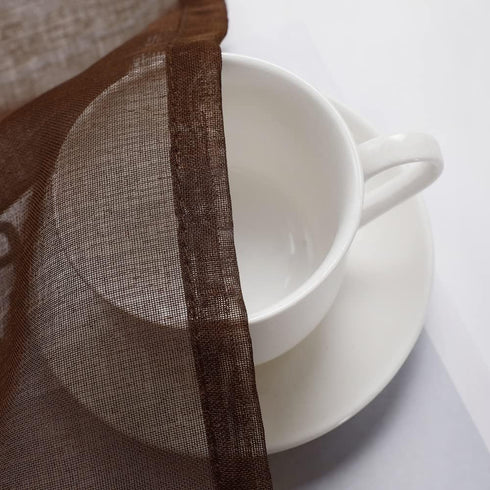 MIULEE Solid Chocolate Brown Kitchen Sheer Valance Linen Look Window Curtain, Living Room Windows Voile Valance Rod Pocket 1 Panels (60" W x 18" L...