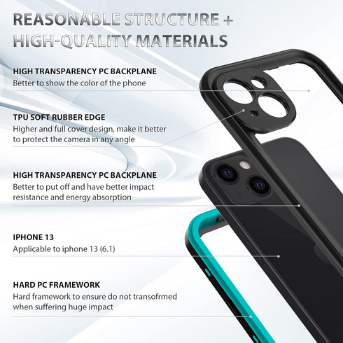 iPhone 13 Waterproof Case Blue,Built-in Screen Protector Full Body Rugged Heavy Duty Protective Cover for iPhone 13, Dropproof Shockproof Phone Ca...
