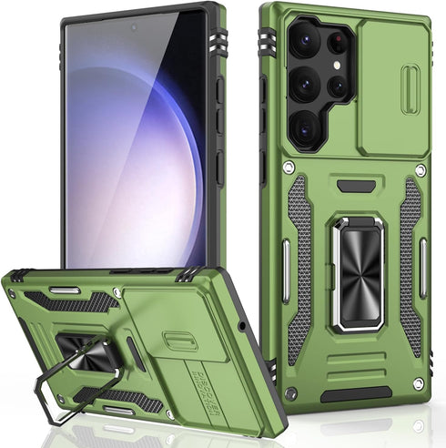FUNMIKO for Samsung Galaxy S22 Ultra Case with Upgraded Sliding Camera Lens Cover and Strong Magnetic Kickstand - Military-Grade Shockproof Protec...
