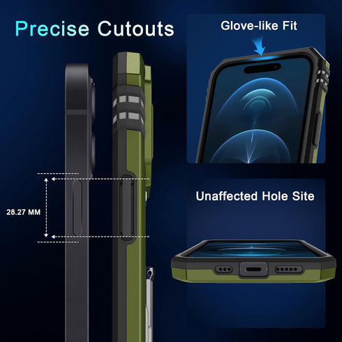 DEERLAMN for iPhone 15 Case with Slide Camera Cover + Screen Protector (2 Packs), Rotated Ring Kickstand Military Grade Shockproof Protective Cove...