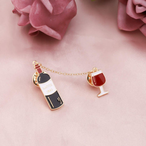 HOLLP Red Wine Coffee Beer Pin Personalized Wine Pendant Badge Wine Cheers Gift for Lover Girlfriend...
