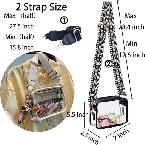 KlaOYer PVC Clear Crossbody Bags, Stadium Approved Transparent Shoulder Bag Handbag Small Square Phone Bag Zipper Purse...