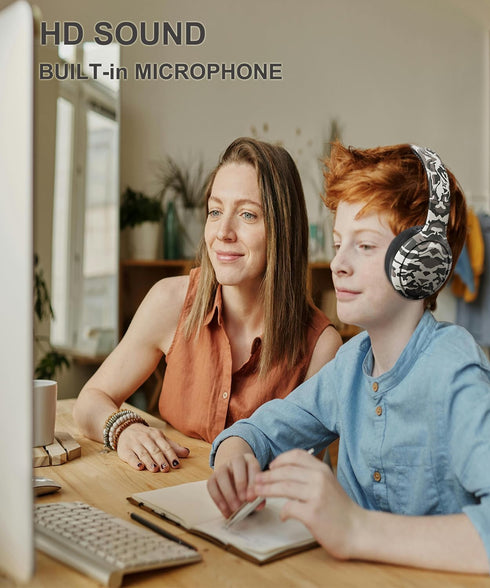 Kids Bluetooth Headphones, Kids Headphones Wireless with Built-in Mic, HD Sound, Over-Ear Foldable Bluetooth 5.3 Headsets for Boys Girls School Tr...