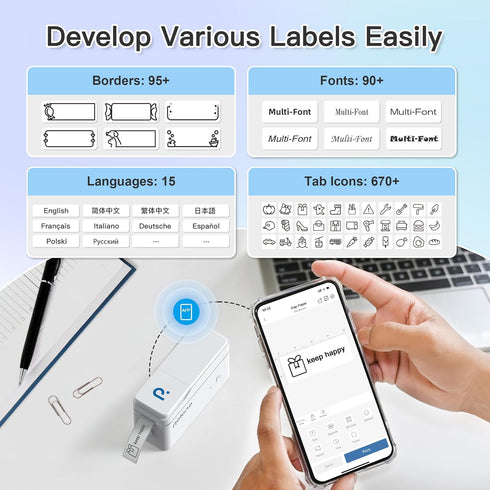 POLONO P31S Label Maker Machine with Tape, Portable Thermal Printer, Portable Bluetooth Label Printer for Organizing Storage Office Home, Sticker ...