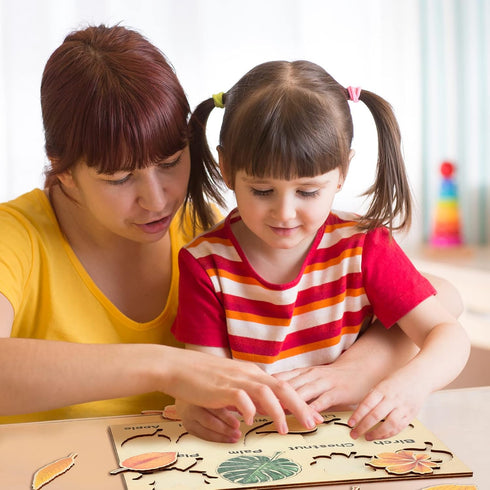 Kathfly 2 Pieces Leaf Wooden Jigsaw Puzzles Leaf Puzzle Montessori Toy Montessori Puzzle Early Educational Learning Puzzle for Birthday Gift Early...