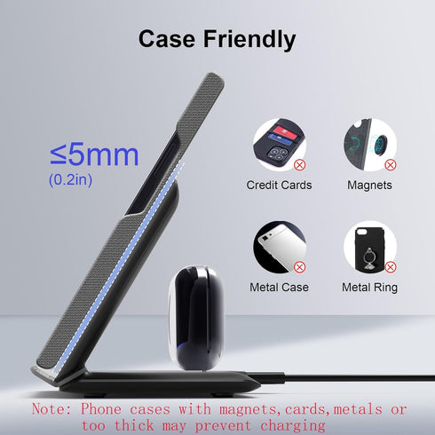 for Samsung Galaxy Z-Fold Wireless Charger: 2 in 1 Fast Wireless Charging Station for Galaxy Z Fold 6/5/4/3, 3-Coils Charging Stand for Galaxy Bud...