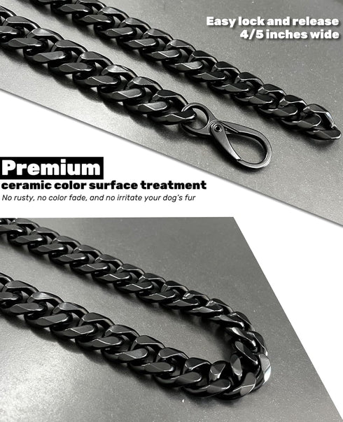 Cuban Link Dog Collar - 3/4 in Wide Metal Chain Dog Collar Venom Black, The Newest Design Stunning Pet Accessory, Cute Luxury Jewelry Costume 24 i...