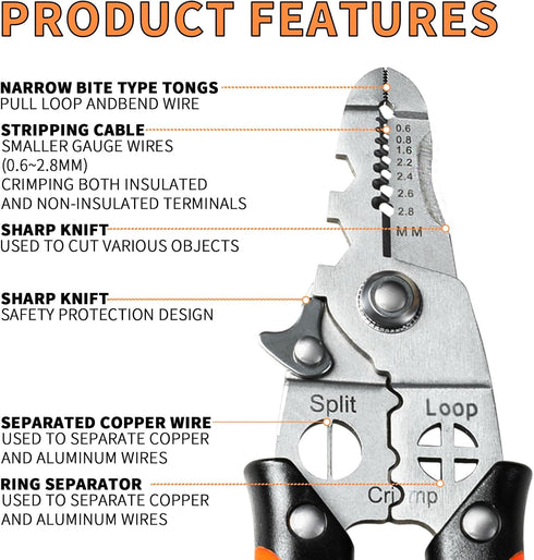 Multifunction 9-in-1 Wire Cutter Stripper Tool,8-in Professional Electrical Wire Crimper,9-23 AWG Electrician Wiring Tools,Cable,Wire Cutters Tool...