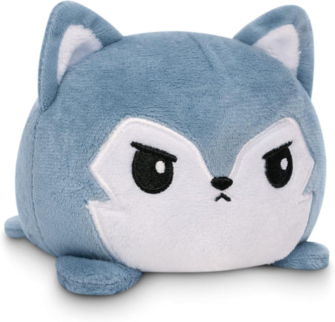 TeeTurtle - The Original Reversible Wolf Plushie - Fuzzy Gray - Cute Sensory Fidget Stuffed Animals That Show Your Mood 4 inch...