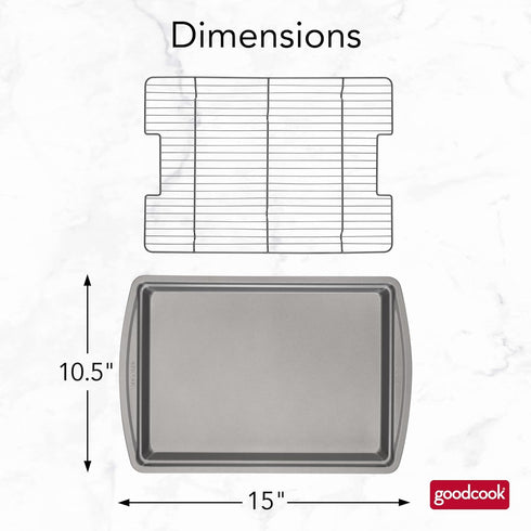 GoodCook 15” x 10.5” Nonstick Carbon Steel Baking Pan & Raised Wire Rack – Pizza Crisper, Crispy Bacon, Multipurpose Cooking Sheet Pan, Cooling Ra...