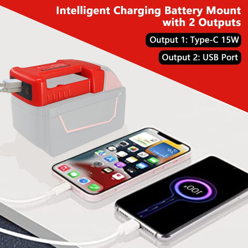 USB Power Tool Battery Chargers for Milwaukee M18 18V Battery ?USB Charger Adapter with USB-A&USB-C 2.1A Fast Charge Ports...