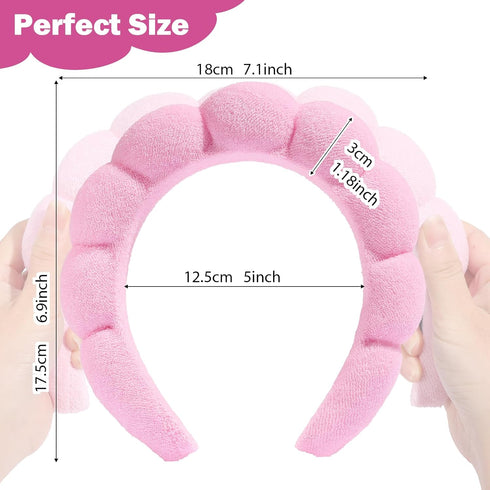 Spa Headband for Washing Face, Sponge Makeup Headband Bubble Skincare Headbands, Terry Cloth Headbands Non-slip Facial Headband for Girls Women...