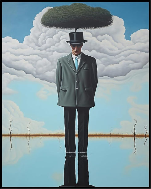 Posterizer 1 pcs-man standing in the water with Tree Hat-Abstract & Modern Art-Fantasy & Fiction Art-Gift for Art Lovers-Decor for Home & Office- ...