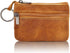 Women Genuine Leather Coin Pouch Zip Mini Purse Wallet Key Chain Double Zipper...