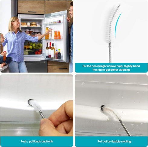 Extra-Thick Drain Brush with Stronger Spring 61-Inch Stainless Steel and Nylon Pipe Cleaner for Flexible, Curved & Slim Holes, Stronger Spring Ver...