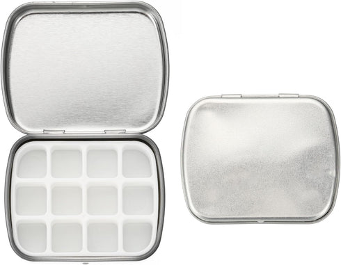 PATIKIL 12 Well Mini Paint Storage Box, Portable Tiny Painting Tray 1.6ml Per Mixing Cup for Gouache Watercolor Art Craft Oil Painting, Silver...