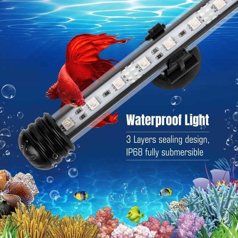 iKefe 11" White & Blue Submersible LED Aquarium Fish Tank Light with Timer/Dimmable Underwater Fish Tank Aquarium LED Lights Fixture for Saltwater...