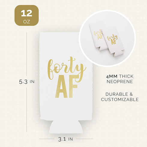 Forty AF Can Coolers, Set of 12-40th Birthday Favors and Party Decorations for Men and Women...